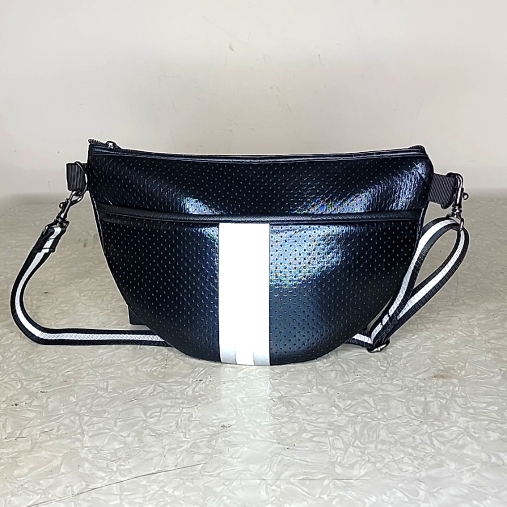 Haute Shore Brett Uptown Belt Bag Black Coated with Black & Silver Strap